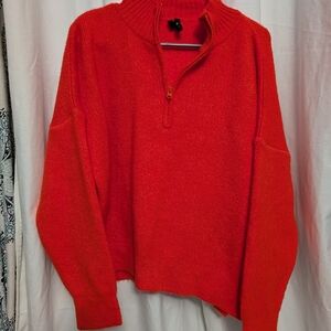 Cozy Orange Zip-Up Sweater for Women